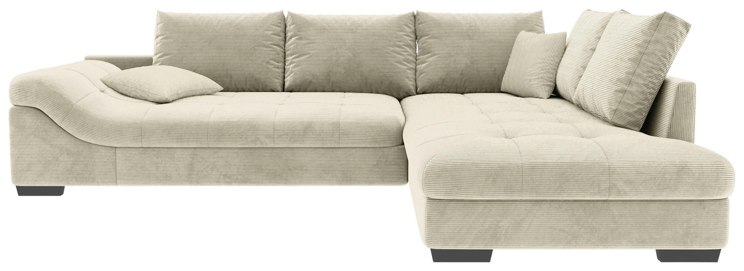 ECKSOFA Naturfarben Cord Zierkissen, Rückenkissen, Rücken echt  - Schwarz/Naturfarben, KONVENTIONELL, Holz/Textil (298/202cm) - Carryhome