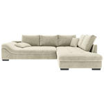 ECKSOFA Naturfarben Cord Zierkissen, Rückenkissen, Rücken echt  - Schwarz/Naturfarben, KONVENTIONELL, Holz/Textil (298/202cm) - Carryhome