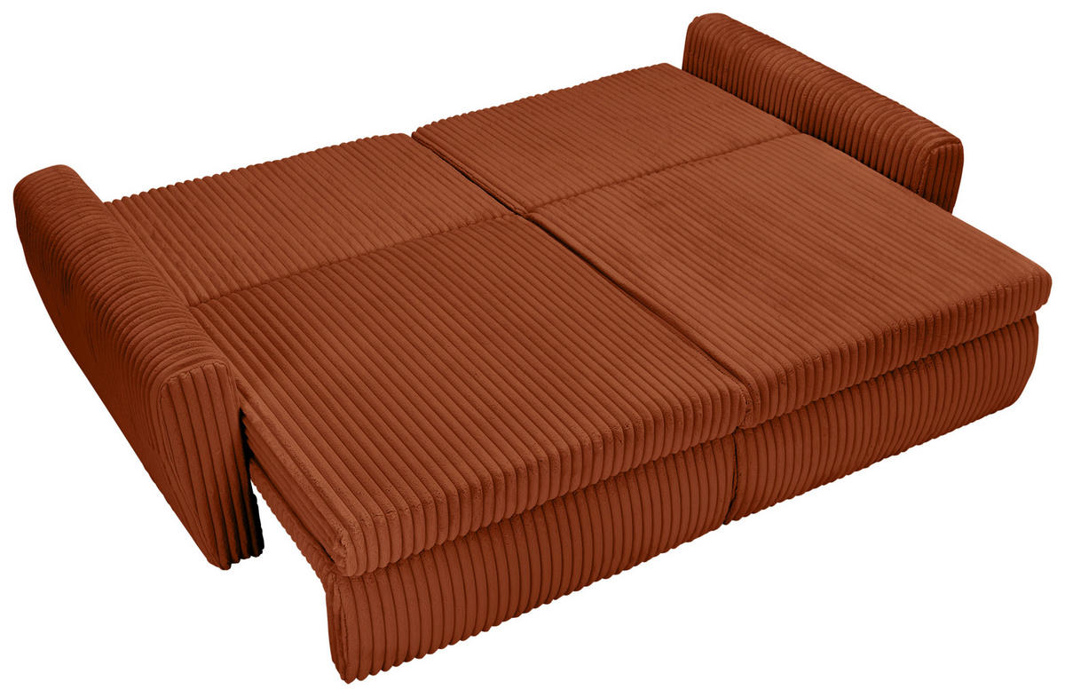 SCHLAFSOFA Cord, Plüsch Terracotta  - Terracotta/Schwarz, MODERN, Kunststoff/Textil (240/90/120cm) - Carryhome