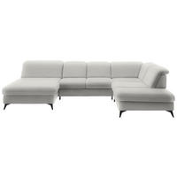 WOHNLANDSCHAFT Chenille Cappuccino  - Schwarz/Cappuccino, Design, Textil/Metall (198/369/255cm) - Beldomo Style