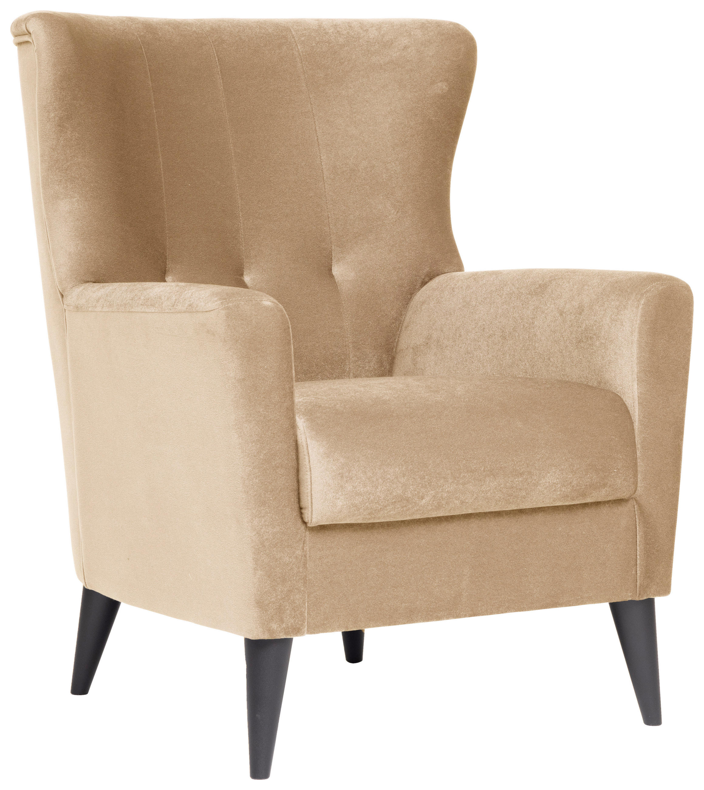 OHRENSESSEL Velours Creme    - Creme/Schwarz, KONVENTIONELL, Kunststoff/Textil (72/96/77cm) - Livetastic