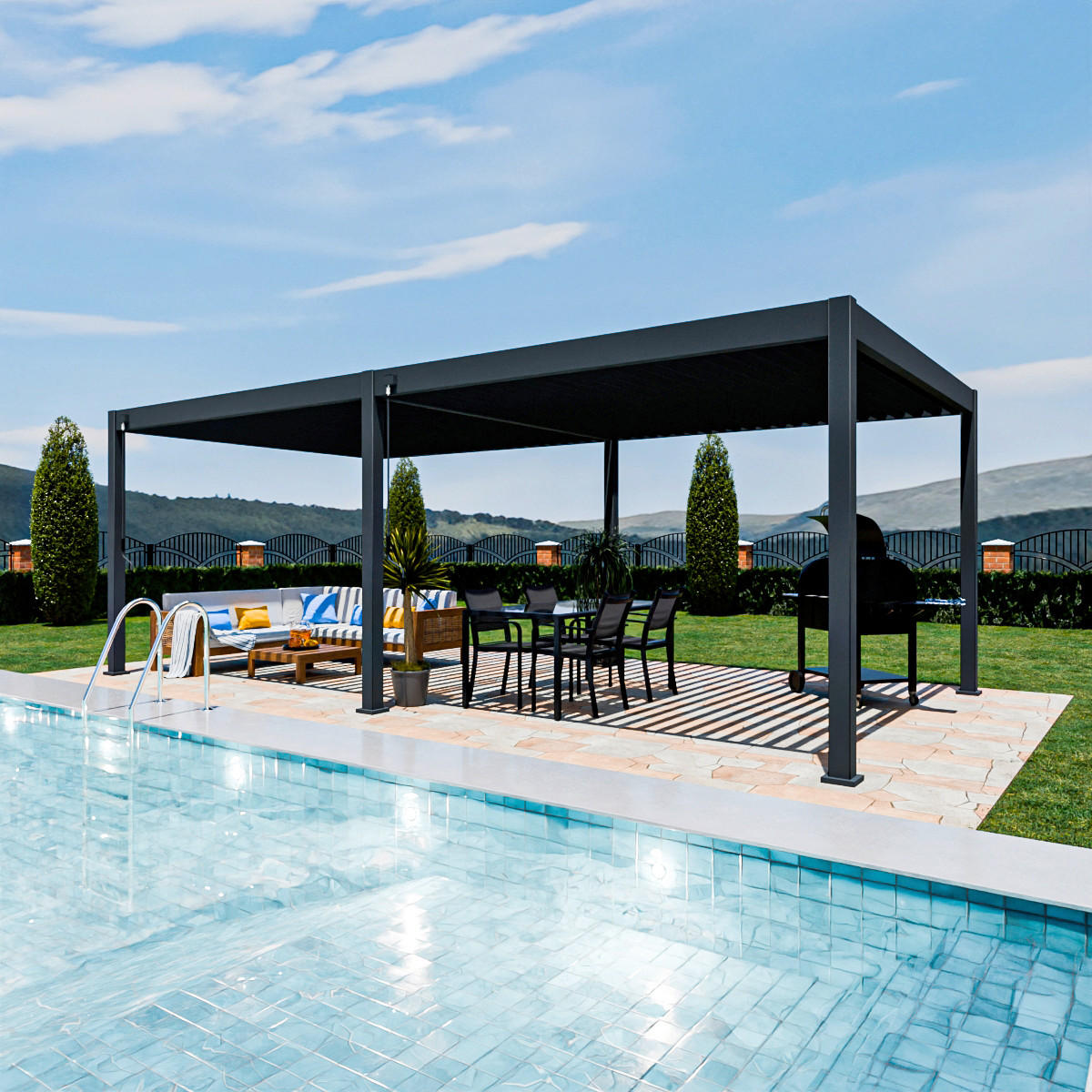 PERGOLA 360/720/255 cm   - Graphitfarben, Basics, Metall (360/720/255cm) - Gardenson