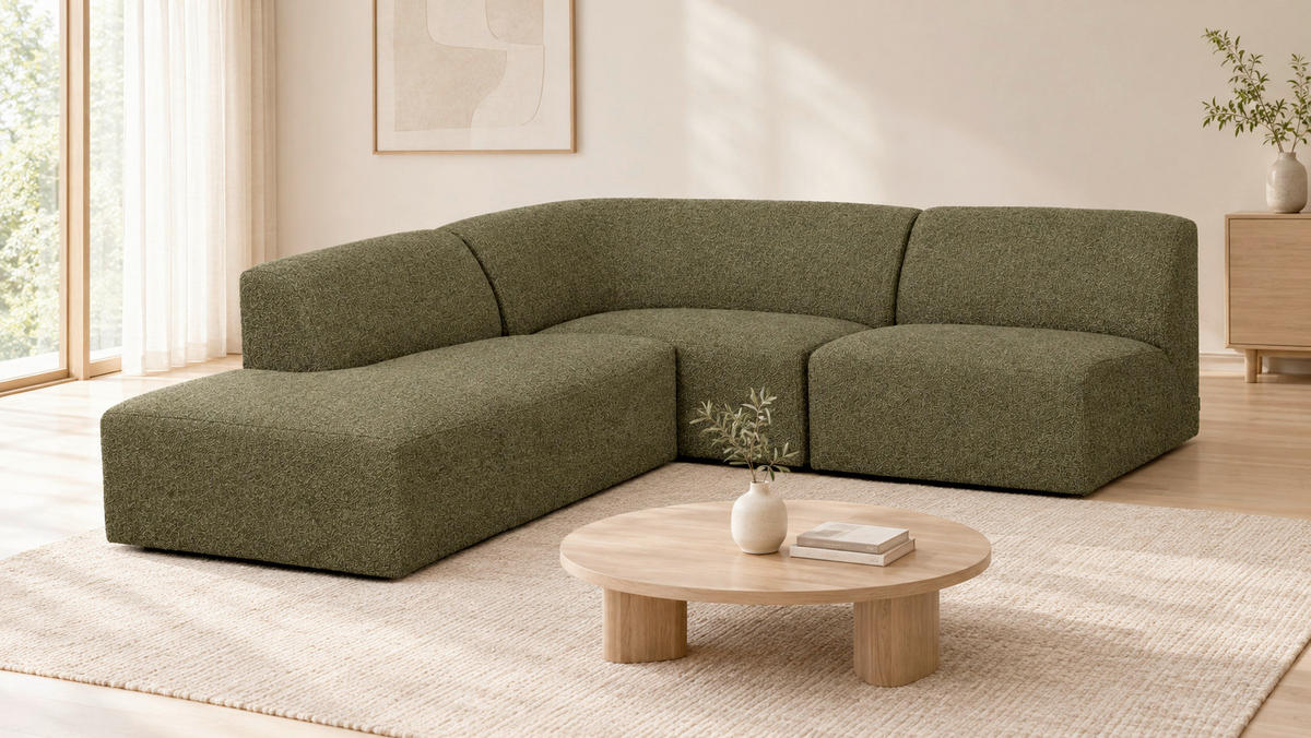 ECKSOFA Hector Grün  - Schwarz/Grün, Design, Textil (214/232cm) - Livetastic
