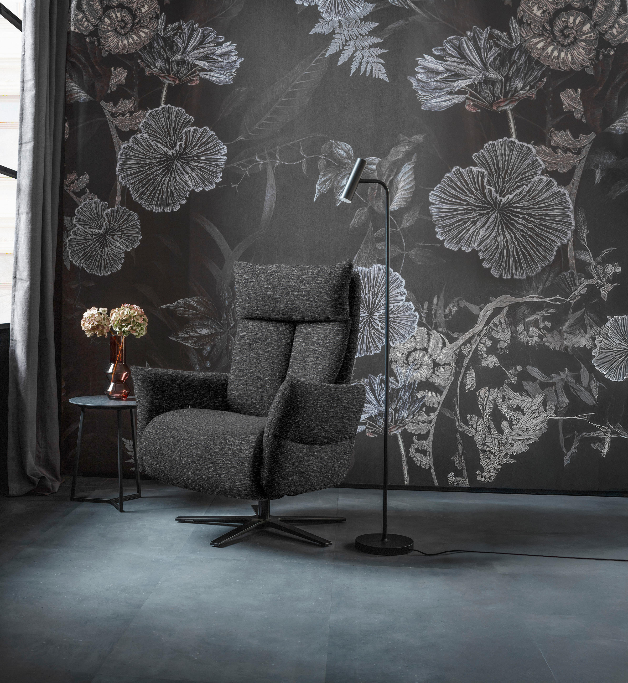 FERNSEHSESSEL  mit Relaxfunktion Chenille Anthrazit  - Anthrazit/Schwarz, Design, Textil/Metall (74/115/85cm) - Schöner Wohnen