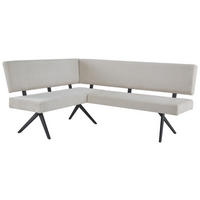 ECKBANK Metall, Textil Schwarz, Beige  - Beige/Schwarz, Konventionell, Textil/Metall (190/150/90/62cm) - MID.YOU