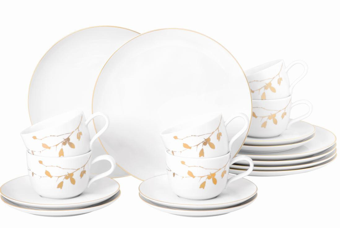 KAFFEESERVICE LIBERTY - Golden Rose Hip 18-teilig - Basics, Keramik (43/24/18cm) - Seltmann Weiden
