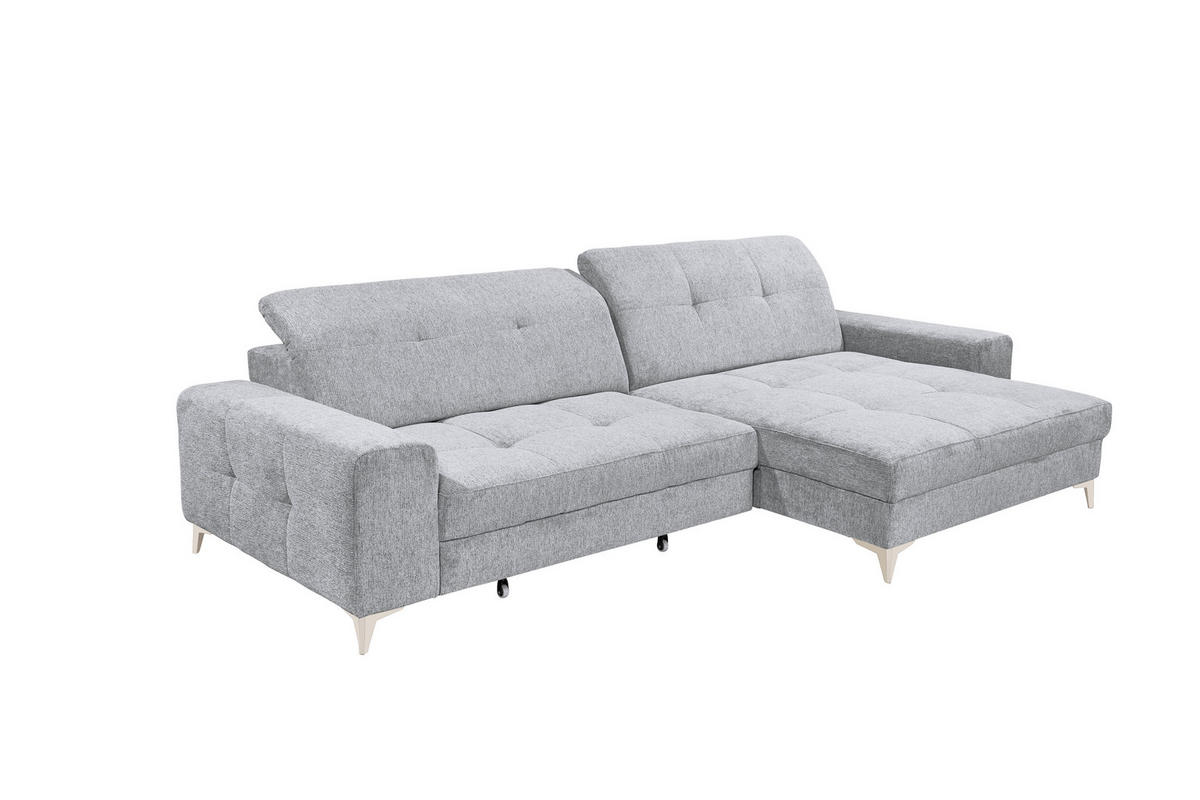 ECKSOFA SORELLA Hellgrau Mikrovelours Kopfteilverstellung, Sitztiefenverstellung  - Kaschmir/Hellgrau, Design, Kunststoff/Textil (328/182cm) - MID.YOU