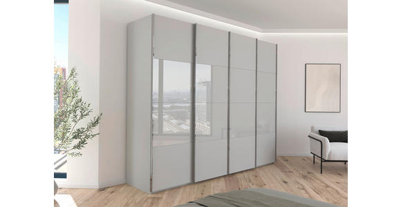 SCHWEBETÜRENSCHRANK  in Seidengrau  - Chromfarben/Seidengrau, KONVENTIONELL, Glas/Holzwerkstoff (271/235/68cm) - Novel