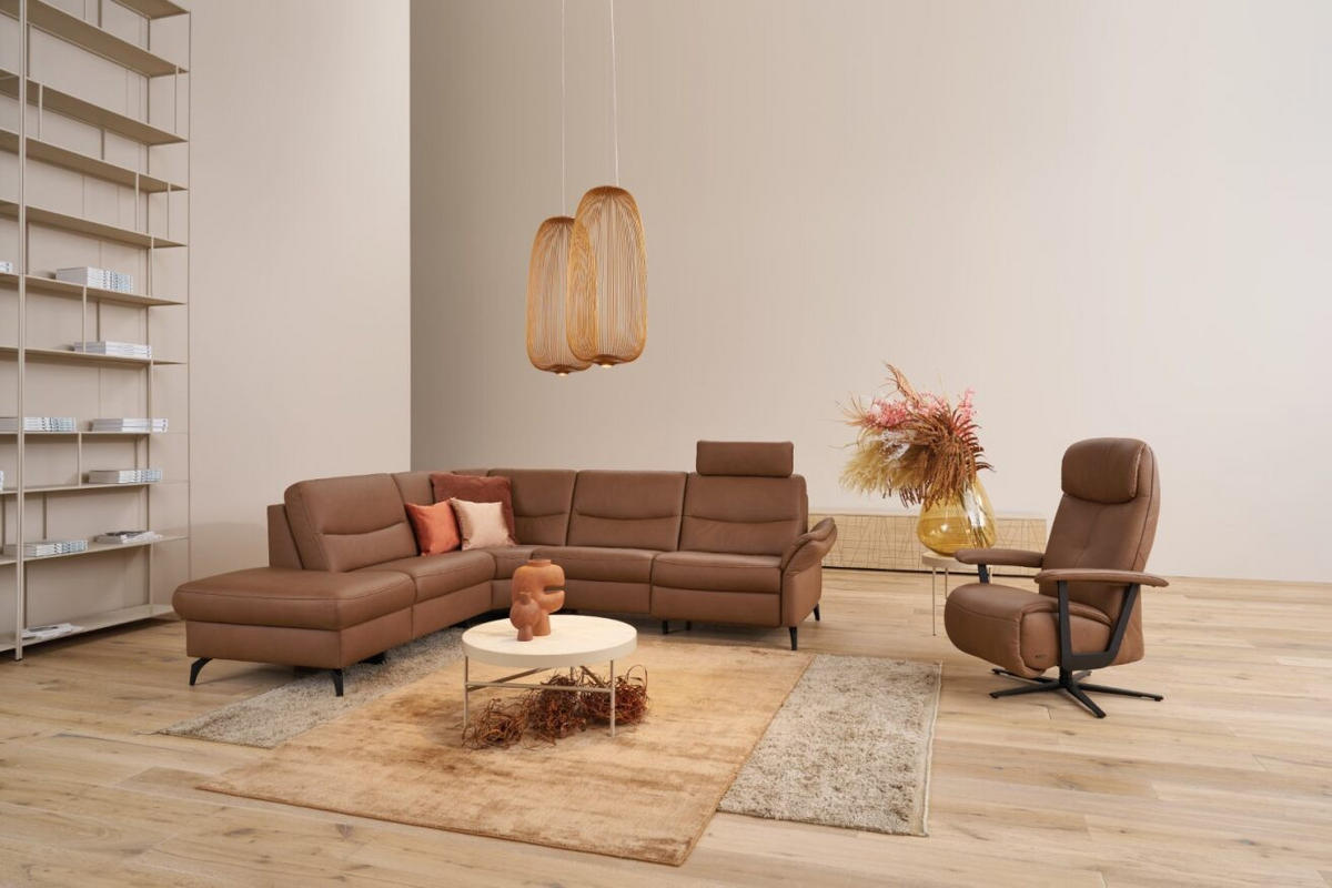 POČIVALNIK,  rjava usnje - rjava/antracit, Moderno, kovina/usnje (75/121/89cm) - Himolla