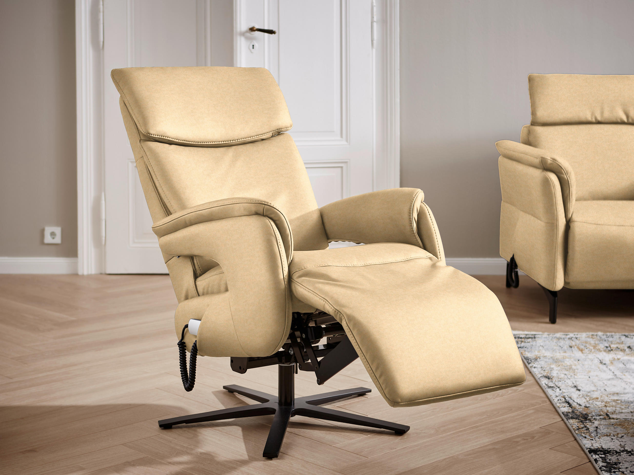 RELAXSESSEL in Textil Beige  - Beige/Schwarz, Design, Textil/Metall (70/117/85cm) - Dieter Knoll