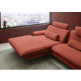 ECKSOFA  in Chenille, Flachgewebe Terracotta  180/284 cm  - Terracotta/Schwarz, Design, Textil/Metall (180/284cm) - Dieter Knoll