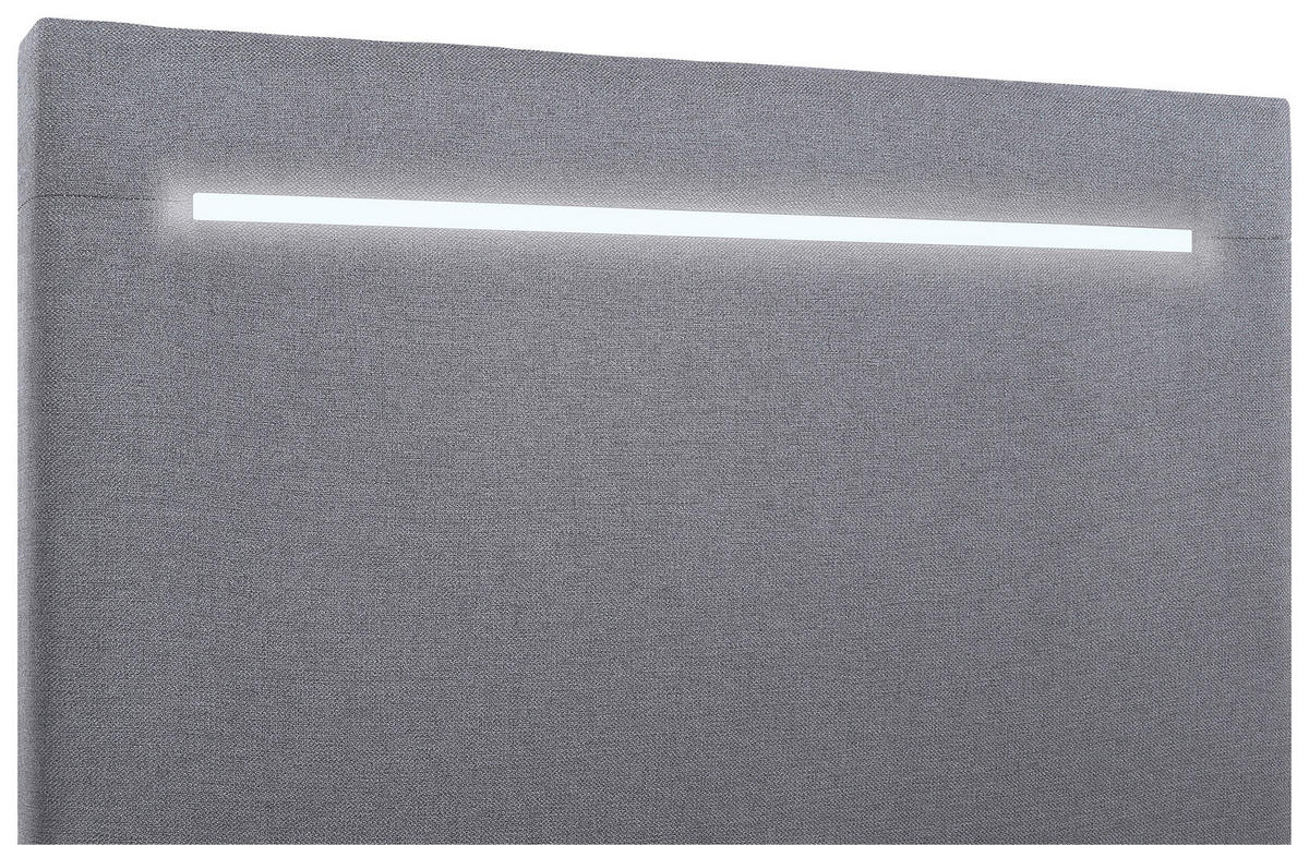 BOXBETT 100/200 cm,  in Hellgrau, Bettkasten, Topper, Kopfteilbeleuchtung,  - Hellgrau/Schwarz, MODERN, Kunststoff/Textil (100/200cm) - MID.YOU