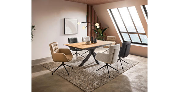 ARMLEHNSTUHL  in Eisen Echtleder pigmentiert  - Schwarz, Design, Leder/Metall (62/92/65cm) - Dieter Knoll