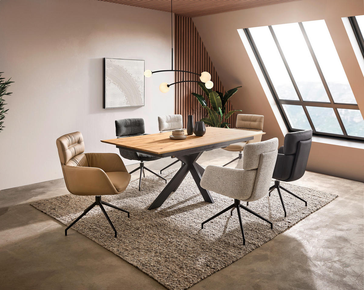 KAROSSZÉK taupe  - fekete/taupe, Design, bőr/fém (62/92/65cm) - Dieter Knoll
