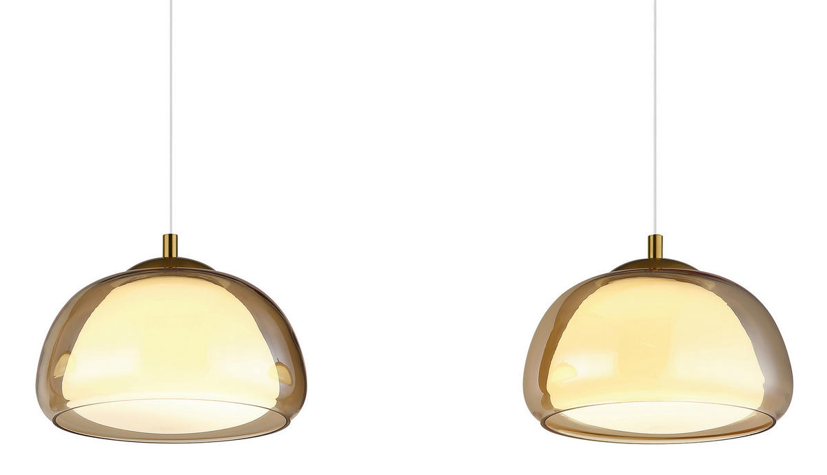 LED-HÄNGELEUCHTE 117/25/150 cm  - Transparent/Goldfarben, Design, Glas/Kunststoff (117/25/150cm) - Globo