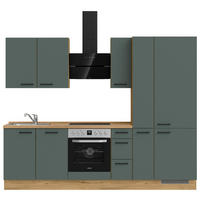KÜCHENBLOCK 270 cm   in Eichefarben, Dunkelgrün  - Dunkelgrün/Eichefarben, MODERN, Holzwerkstoff/Metall (270cm) - Nobilia