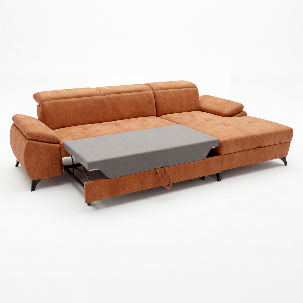 ECKSOFA  Struktur Rostfarben  - Rostfarben/Schwarz, Basics, Holz/Holzwerkstoff (281/166cm) - MID.YOU