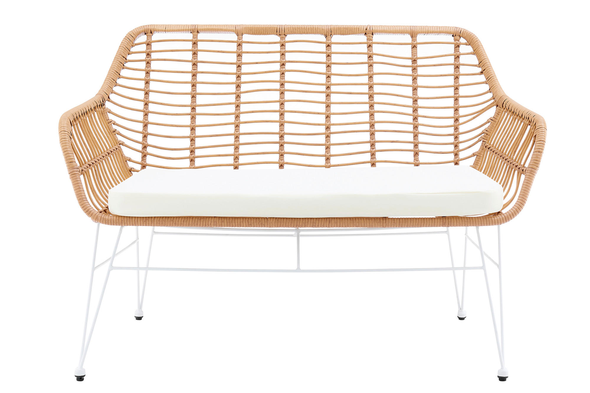 SITZBANK in Metall, Kunststoff Naturfarben, Weiß  - Naturfarben/Weiß, MODERN, Kunststoff/Metall (120/85/69cm) - Livetastic