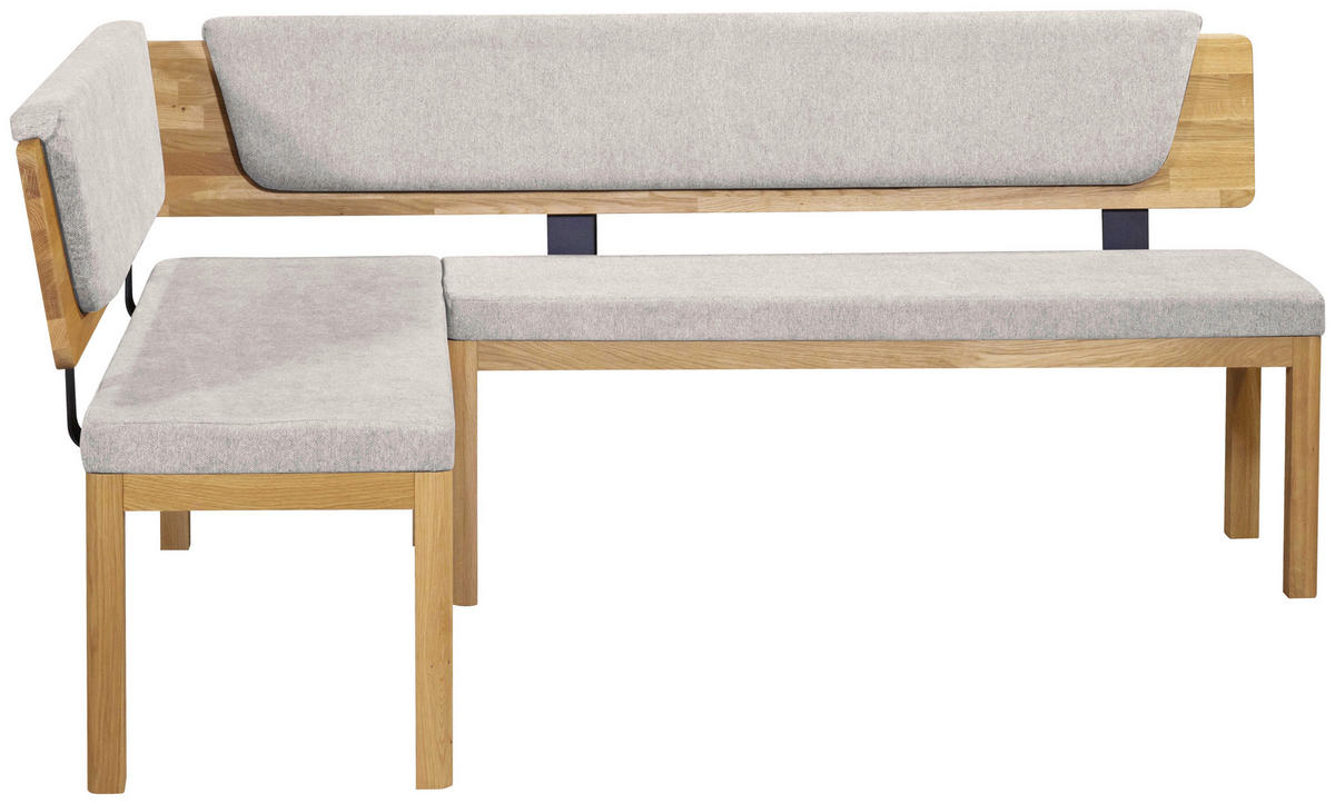 ECKBANK 171/208 cm Webstoff Eichefarben, Hellgrau Eiche vollmassiv   - Eichefarben/Hellgrau, KONVENTIONELL, Holz/Textil (171/208cm) - Linea Natura