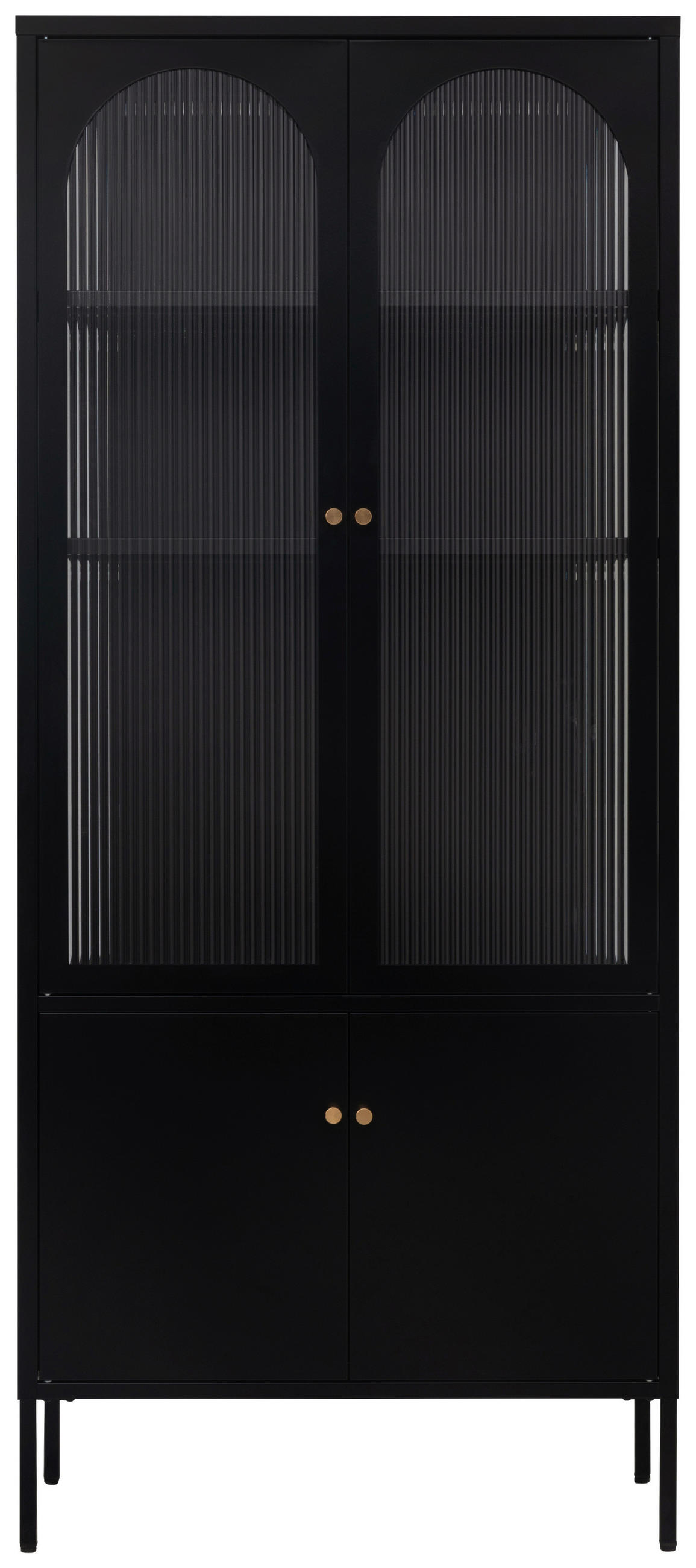 VITRINE  in Schwarz, Transparent  - Transparent/Goldfarben, Design, Glas/Metall (80/185/40cm) - MID.YOU