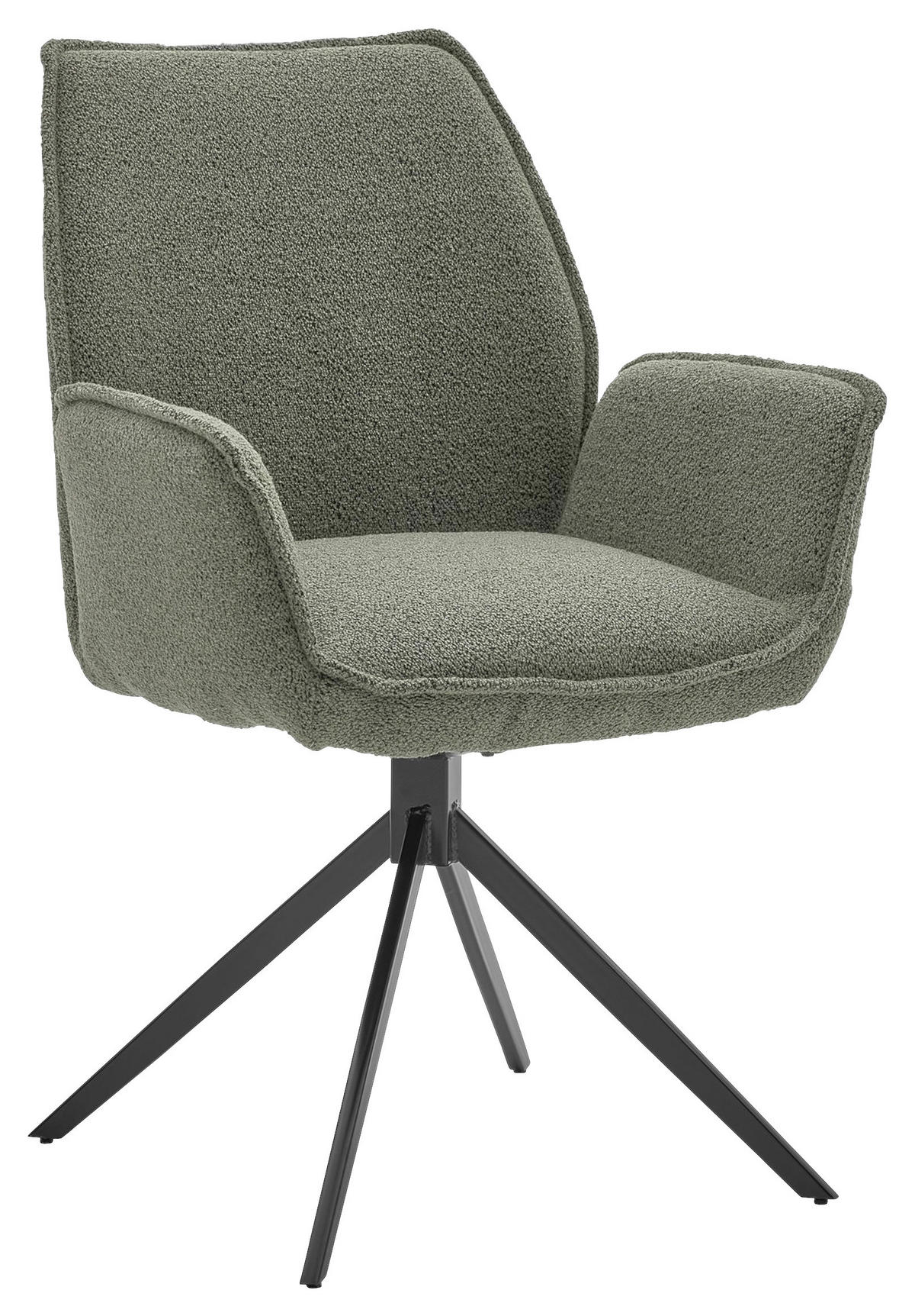 ARMLEHNSTUHL  in Bouclé  - Dunkelgrün/Schwarz, Design, Textil/Metall (63/91/65cm) - Musterring