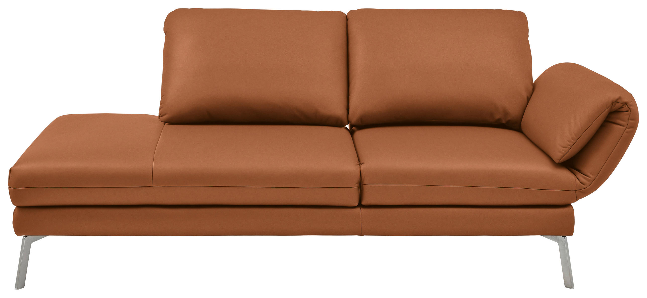 RÉCAMIERE in Echtleder Cognac  - Chromfarben/Cognac, Design, Leder/Metall (209/85-109/95-16cm) - Dieter Knoll