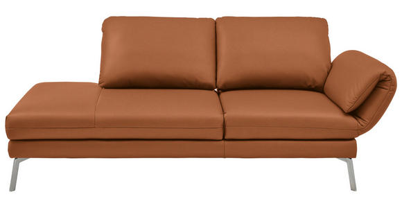 RÉCAMIERE in Echtleder Cognac - Chromfarben/Cognac, Design, Leder/Metall (209/85-109/95-16cm) - Dieter Knoll