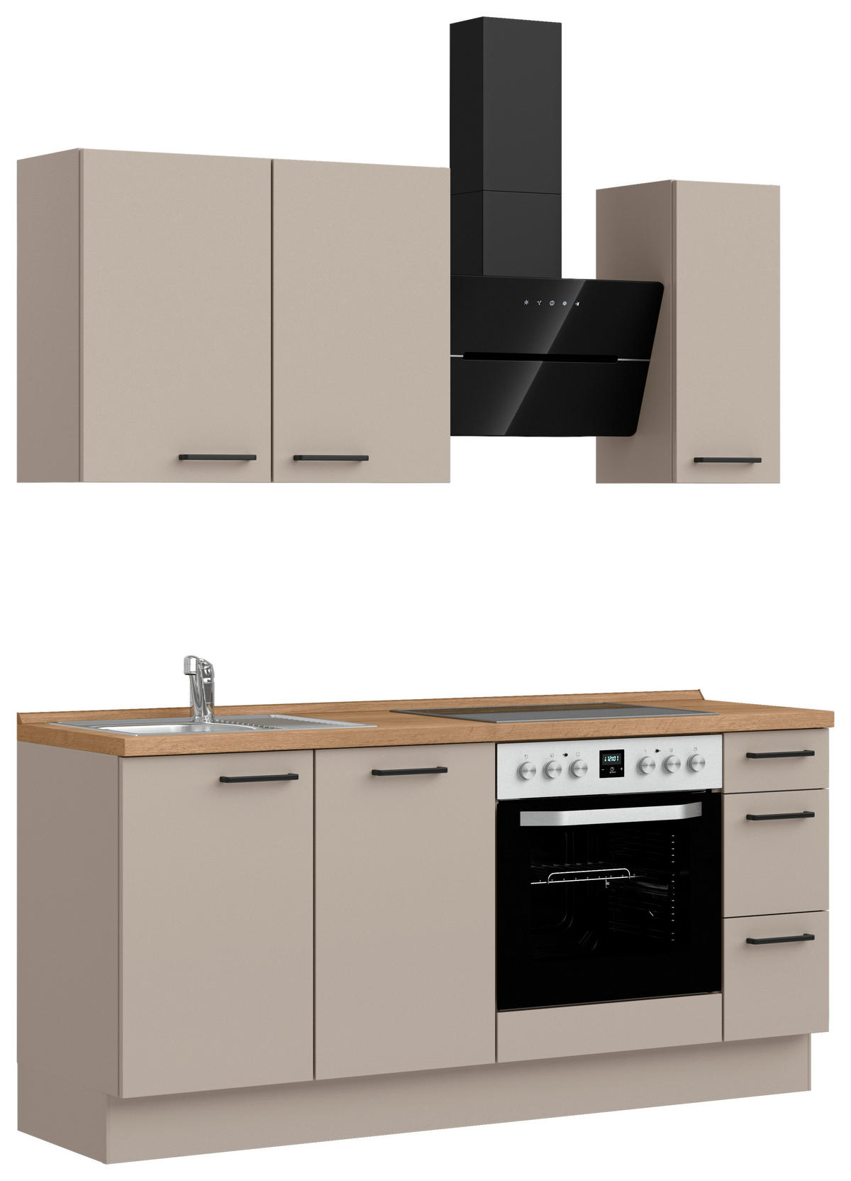 KÜCHENBLOCK Easytouch 180 cm  in Eichefarben, Sandfarben  - Sandfarben/Eichefarben, MODERN, Holzwerkstoff/Metall (180cm) - Nobilia