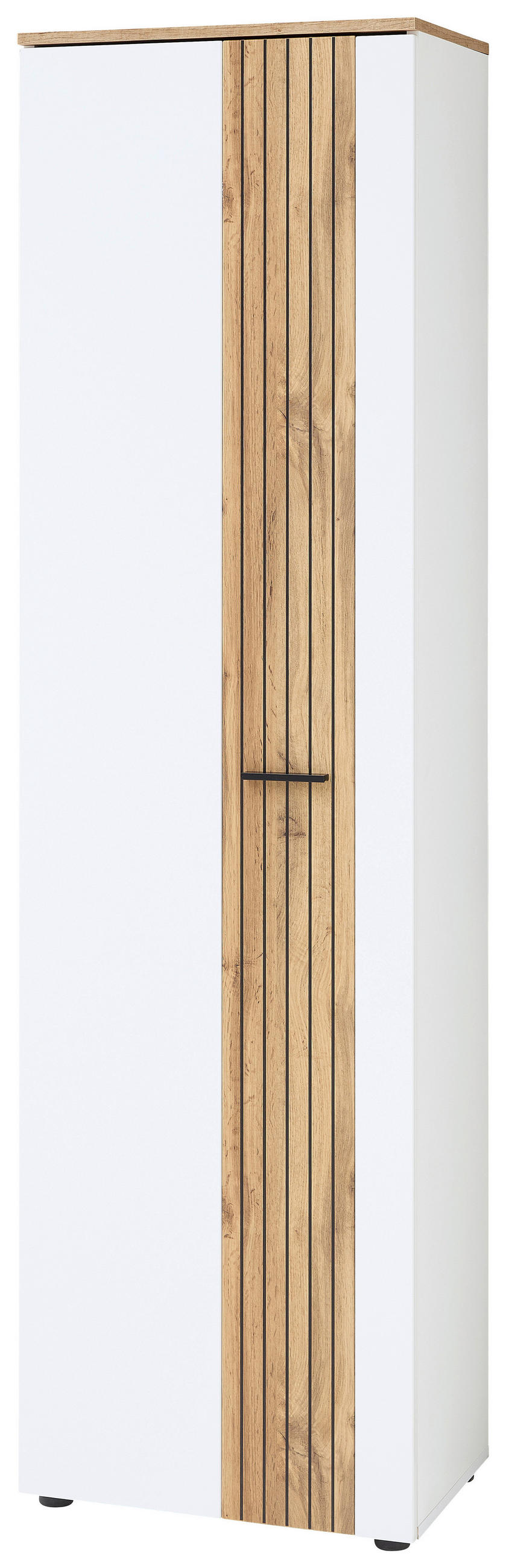 ŠATNA, 192/202/38 cm - bílá/barvy dubu, Basics, kompozitní dřevo/textil (192/202/38cm) - Xora