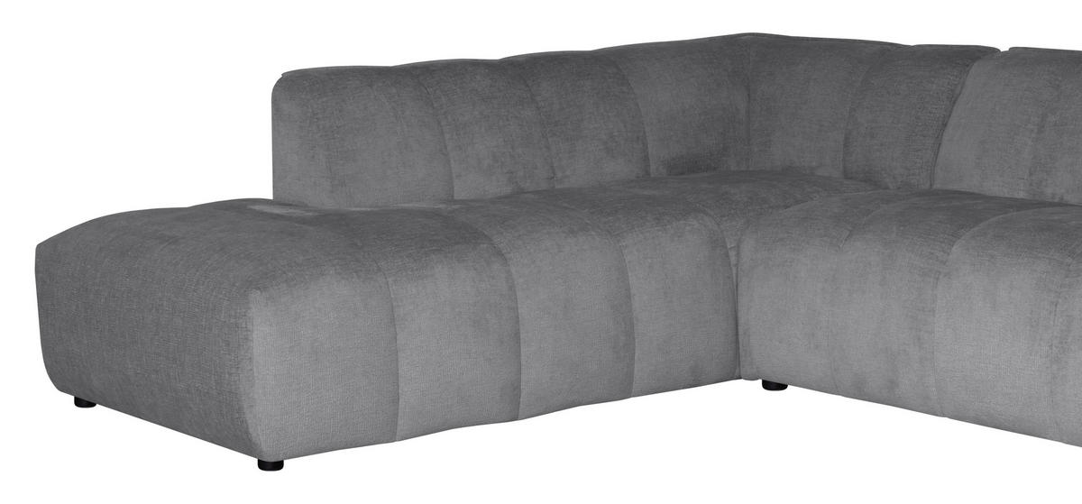 ECKSOFA LIVOLI in Chenille Hellgrau  218/230 cm  - Hellgrau/Schwarz, Design, Textil (218/230cm) - MID.YOU