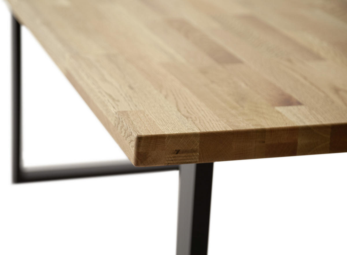 ESSTISCH Eiche massiv rechteckig Schwarz, Wildeiche  - Wildeiche/Schwarz, Natur, Holz/Metall (120/75/75cm) - Carryhome