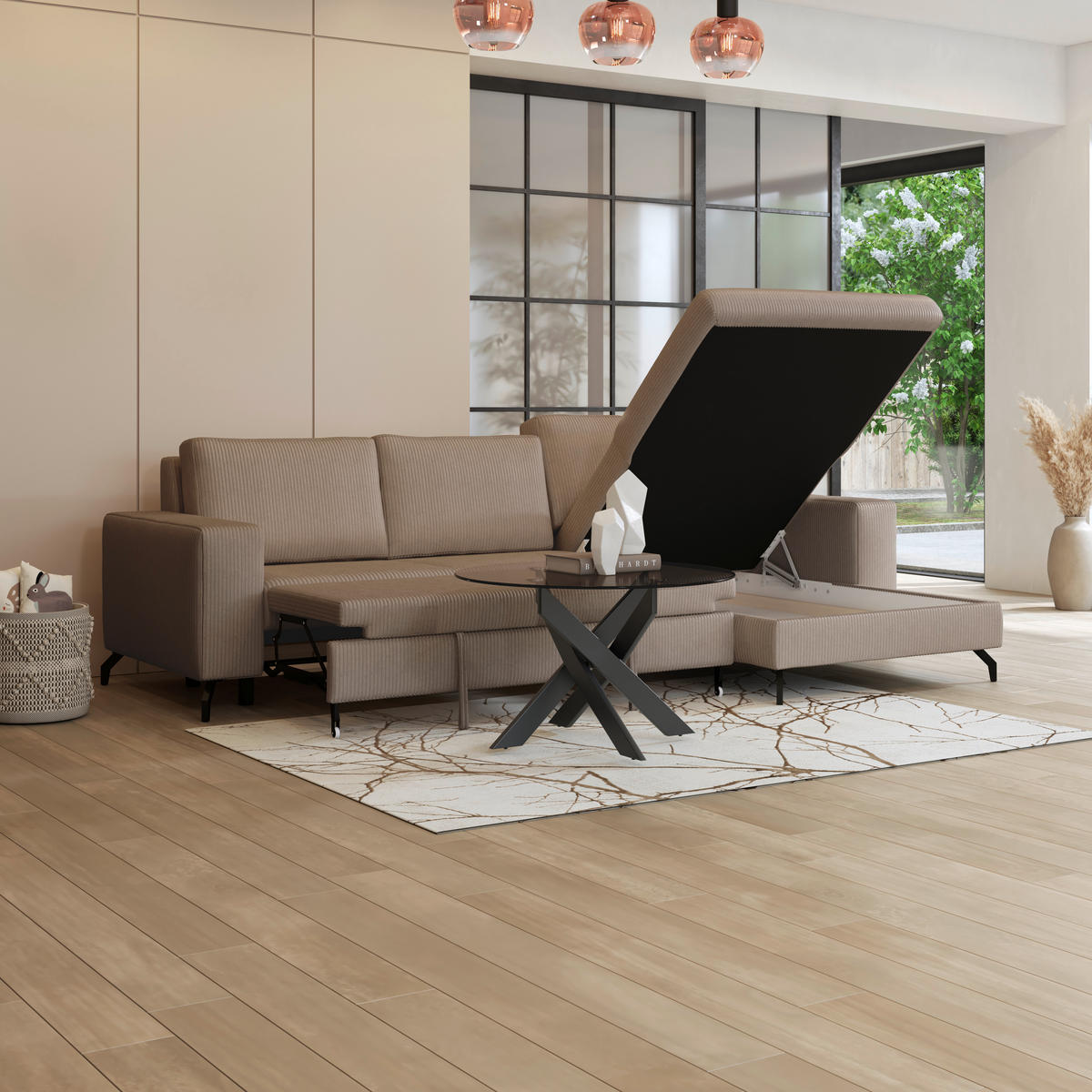 ECKSOFA Cappuccino  - Cappuccino, Trend, Textil (290/178cm) - P & B