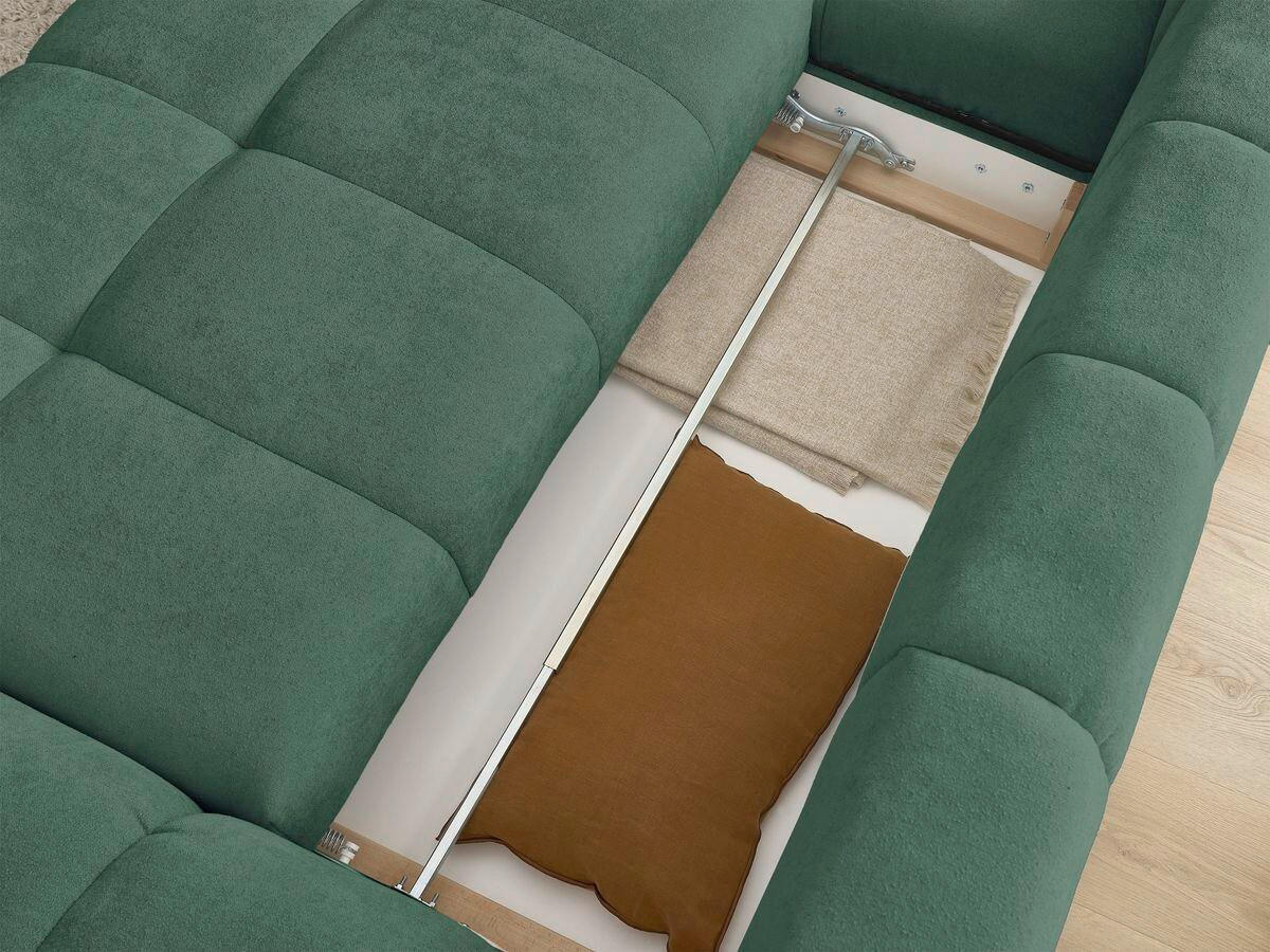 ECKSCHLAFSOFA EVEREST  mit Rücken echt, Armteil links, Armteil rechts Struktur Grün  - Schwarz/Grün, MODERN, Kunststoff/Textil (180/318cm) - Livetastic