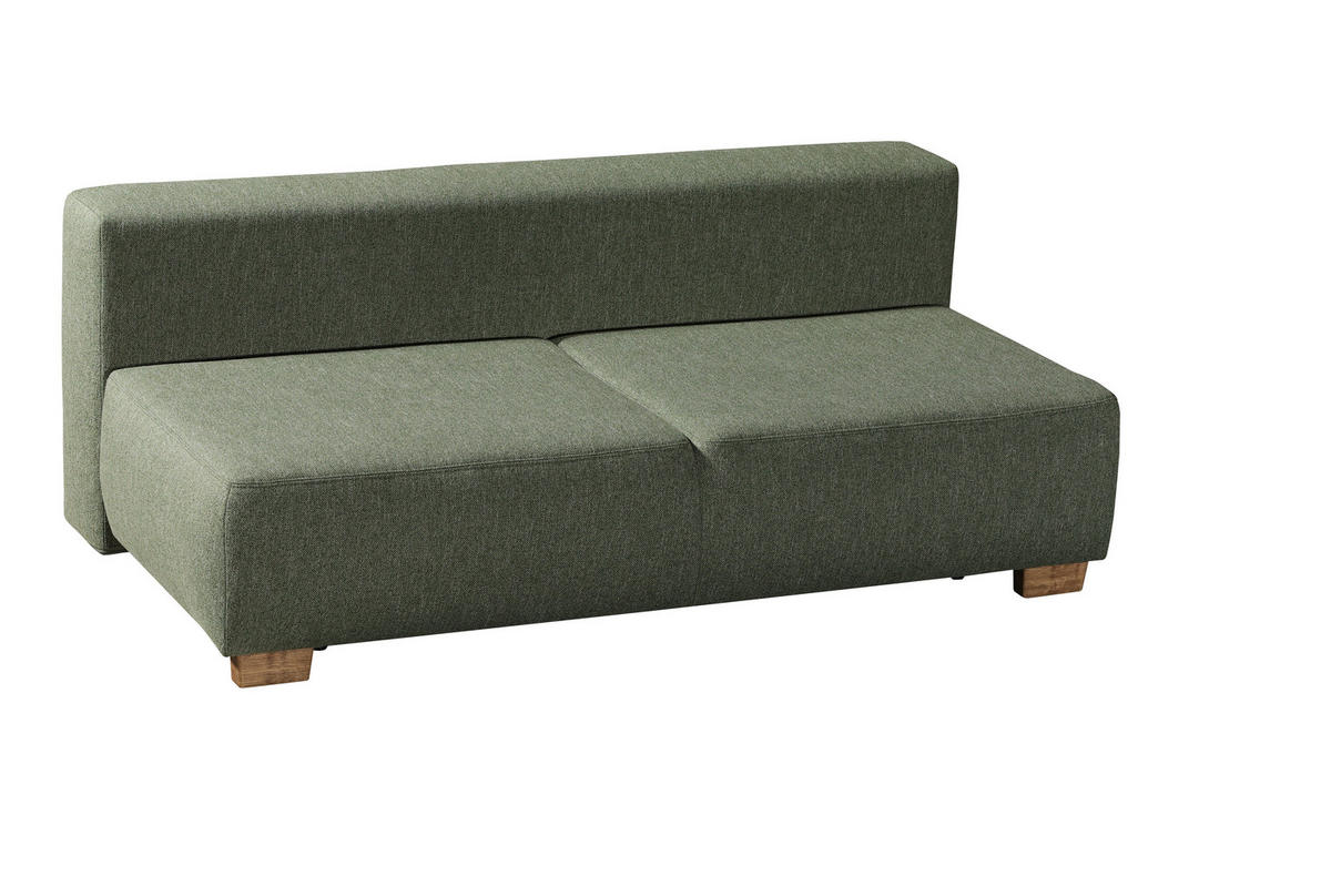 BOXSPRINGSOFA in Grün  - Naturfarben/Grün, Modern, Holz/Textil (205/93/108cm) - Novel