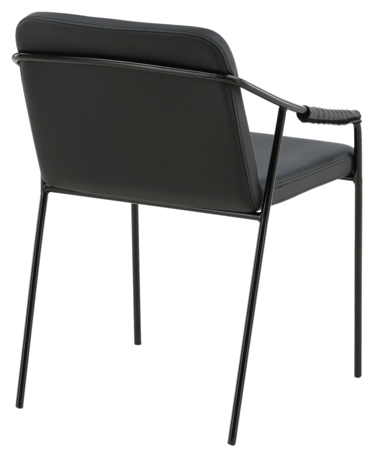 STUHL-SET 2 Stück  in Stahl Lederlook (vegan) Metall, Textil  - Schwarz, Design, Textil/Metall (53/77/59cm) - Livetastic