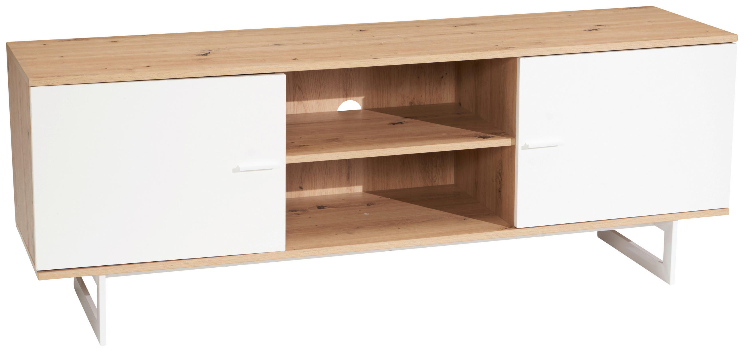 Livetastic NÍZKA KOMODA, biela, farba duba, 150/55/40 cm