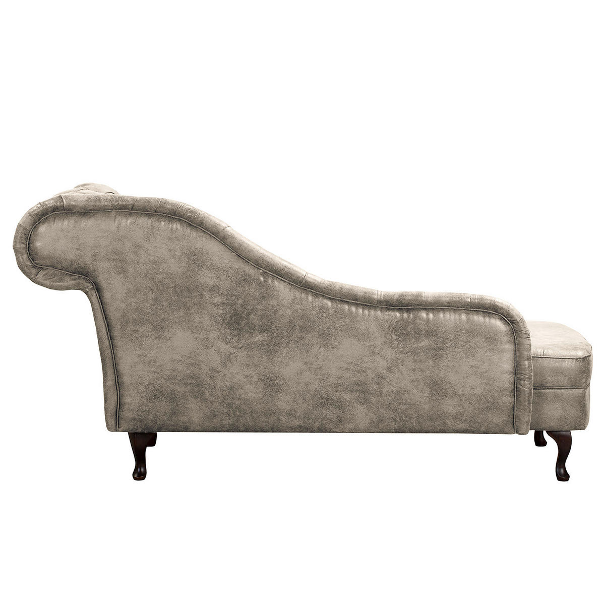 RÉCAMIERE Lederlook Hellgrau  - Hellgrau/Braun, Design, Holz/Textil (185/93/75cm) - Livetastic