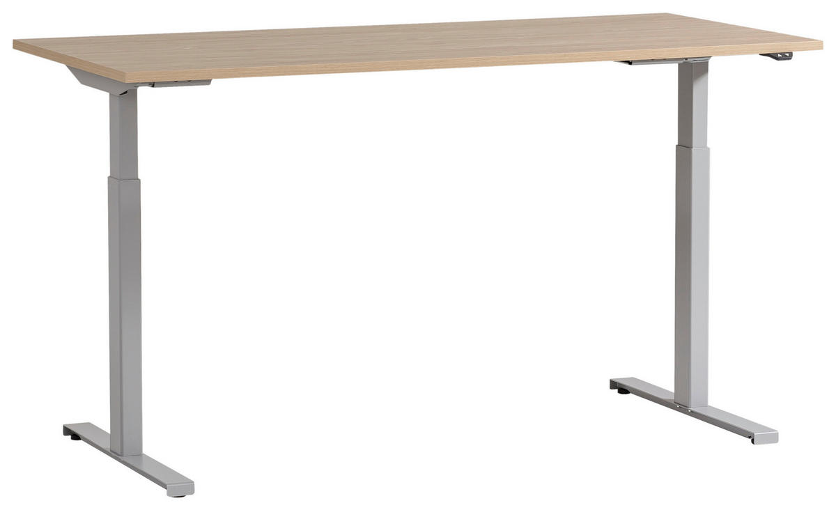 SCHREIBTISCH 75/160/71 cm Eichefarben elektrisch höhenverstellbar  - Eichefarben/Alufarben, MODERN, Holzwerkstoff/Metall (75/160/71cm) - MID.YOU