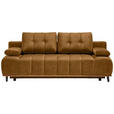 SCHLAFSOFA in Webstoff Honig  - Schwarz/Honig, Design, Holz/Textil (206/77-87/102cm) - Novel