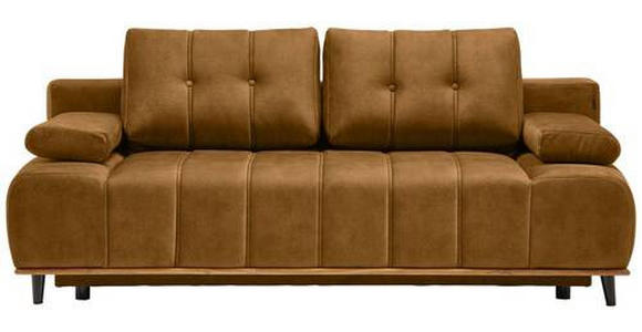 SCHLAFSOFA in Webstoff Honig  - Schwarz/Honig, Design, Holz/Textil (206/77-87/102cm) - Novel