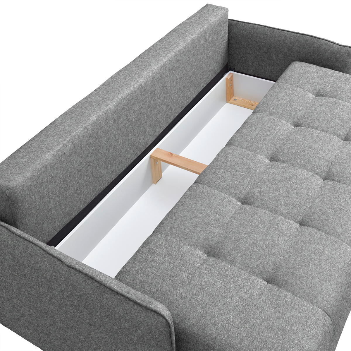 SCHLAFSOFA Chenille Grau  - Buchefarben/Grau, Design, Holz/Textil (217/97/101cm) - Carryhome