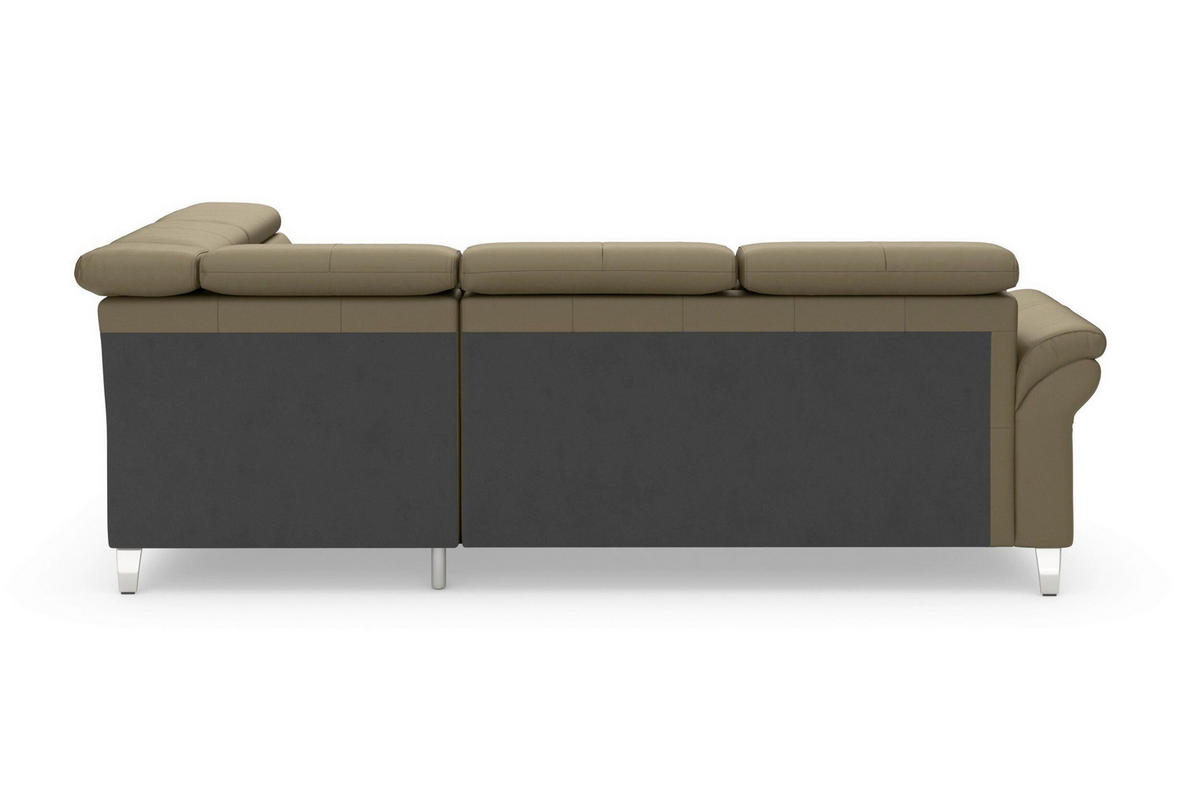 ECKSOFA 245/194 cm ARNGAST E in Echtleder Olivgrün Kopfteilverstellung  245/194 cm  - Chromfarben/Olivgrün, Basics, Leder/Textil (245/194cm) - Sit & More