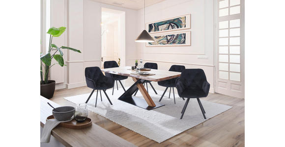 ESSTISCH in Holz, Metall 200/100/76 cm  - Schwarz/Akaziefarben, Natur, Holz/Metall (200/100/76cm) - Linea Natura