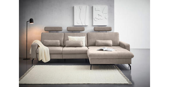 ECKSOFA in Mikrofaser Grau  302/180 cm  - Schwarz/Grau, KONVENTIONELL, Textil/Metall (302/180cm) - Carryhome