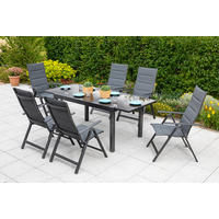 GARTENTISCH 140-200/90/75 cm  - Graphitfarben/Braun, MODERN, Glas/Metall (140-200/90/75cm) - Gardenson