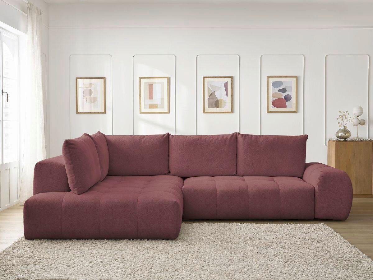 ECKSCHLAFSOFA EVEREST  mit Rücken echt, Armteil links, Armteil rechts Flachgewebe Rot  - Rot/Schwarz, MODERN, Kunststoff/Textil (320/212cm)