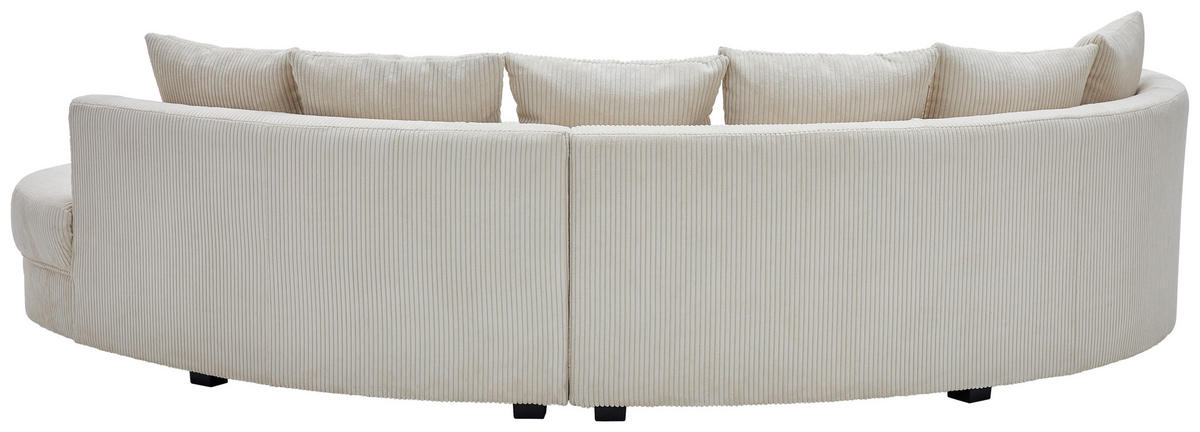 Wohnlandschaft inkl. Hocker in Cord Beige  - Beige/Schwarz, Design, Kunststoff/Textil (300/160cm) - Livetastic