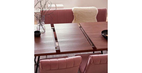 ESSTISCH in Metall, Holzwerkstoff 160(205)/90/76 cm - Walnussfarben/Schwarz, Design, Holzwerkstoff/Metall (160(205)/90/76cm) - Hom`in