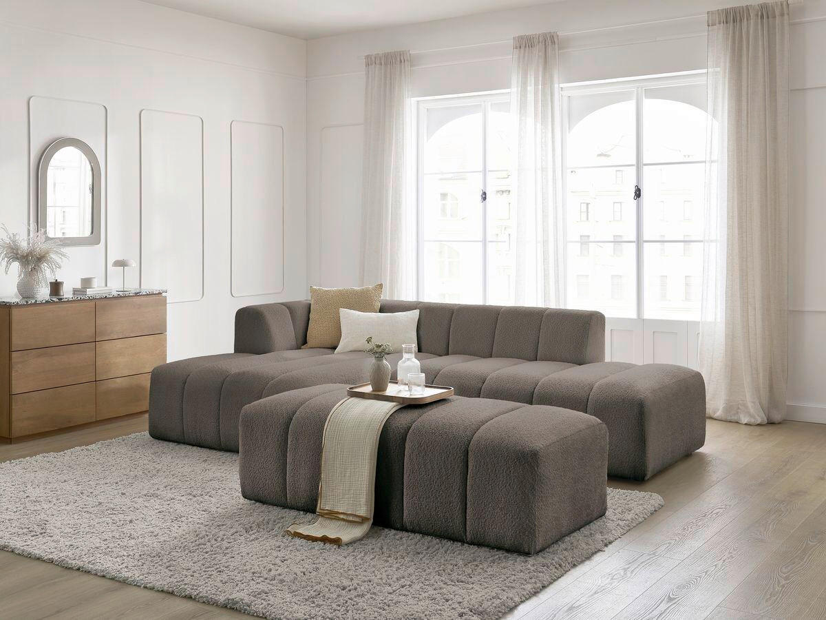 ECKSOFA  ANNECY Taupe Bouclé  - Taupe/Schwarz, MODERN, Kunststoff/Textil (170/262cm)