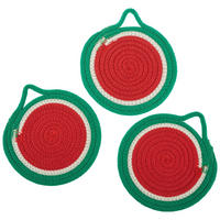 UNTERSETZERSET Textil Linon Grün, Rot 18 cm  - Rot/Grün, Design, Textil (18cm) - Esposa